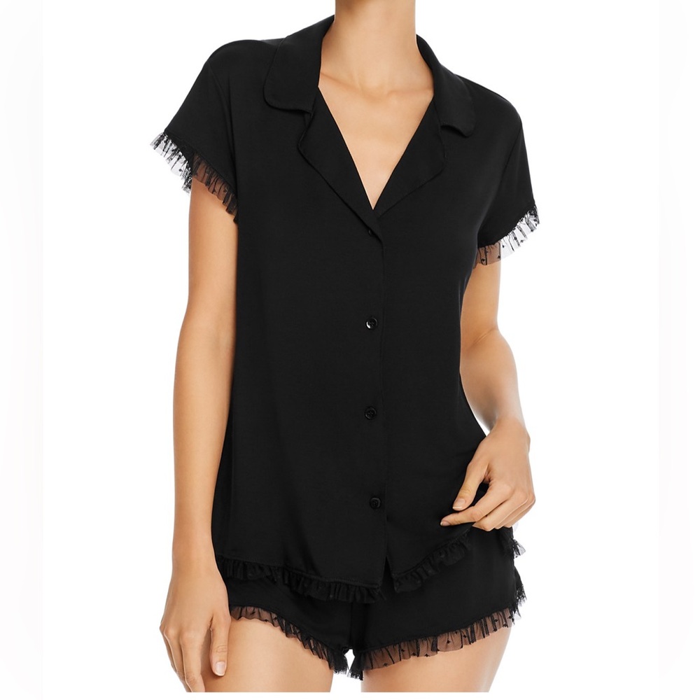 NWT Eberjay PJ Shortie Set Ruffle in Black